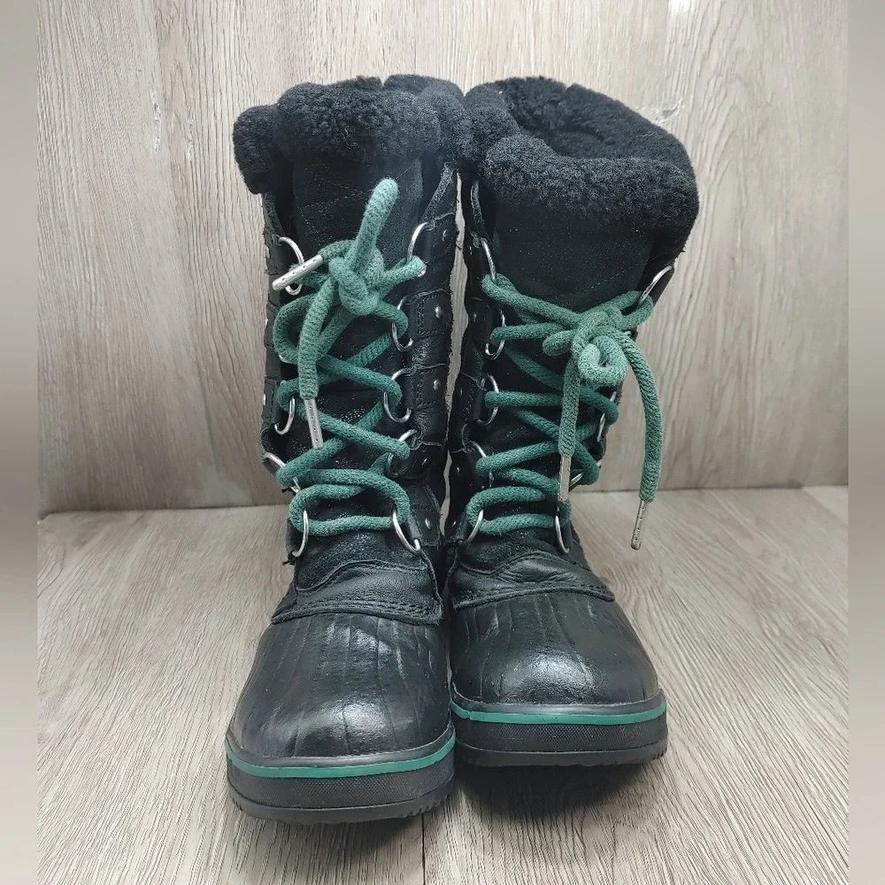 Sorel Tofino Snow Boot Black Leather Waterproof Fleece lined NL 3029-010 Size‎ 6